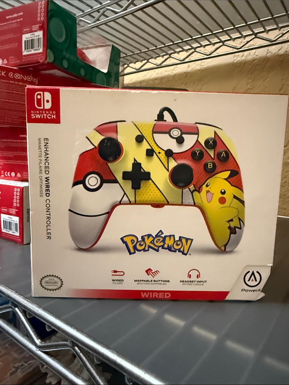 Nintendo Pokémon Wired Controller in Yellow, Red & White